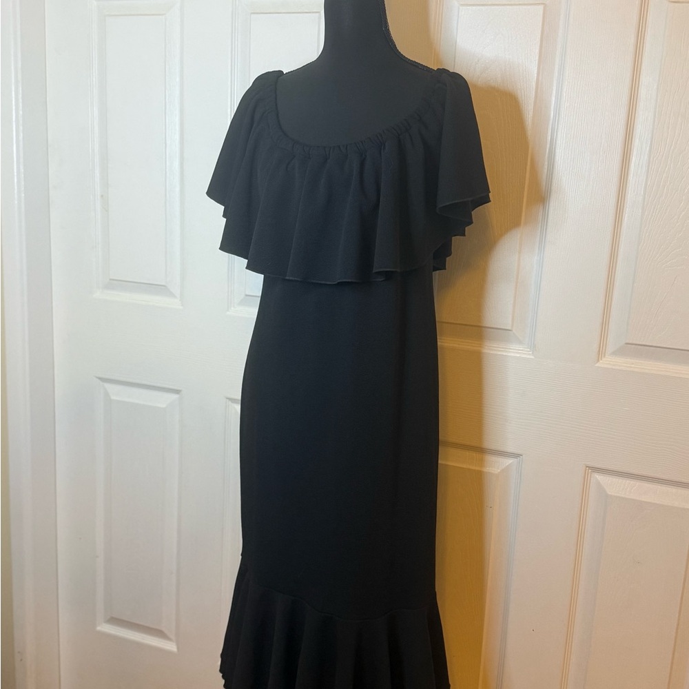 LuLaRoe Black Midi Dress with Ruffle Detail
